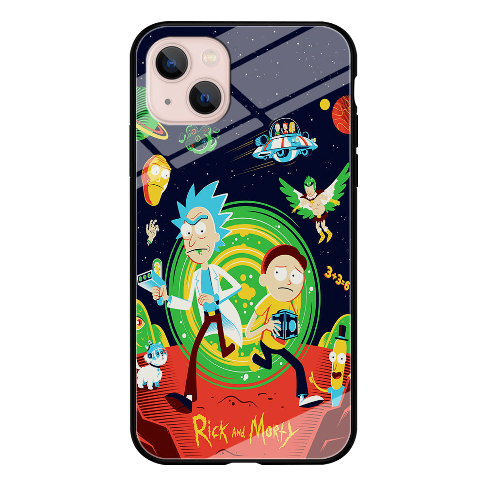 Rick and Morty Cartoon Poster iPhone 13 Mini Case-Phone Case-Tempered Glass Case-Altracase