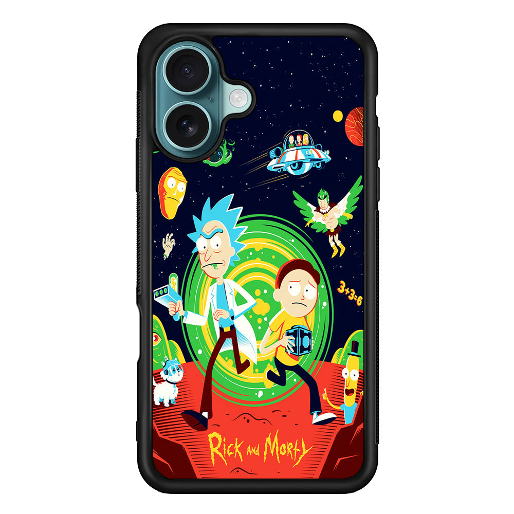 Rick and Morty Cartoon Poster iPhone 16 Plus Case - Altracase
