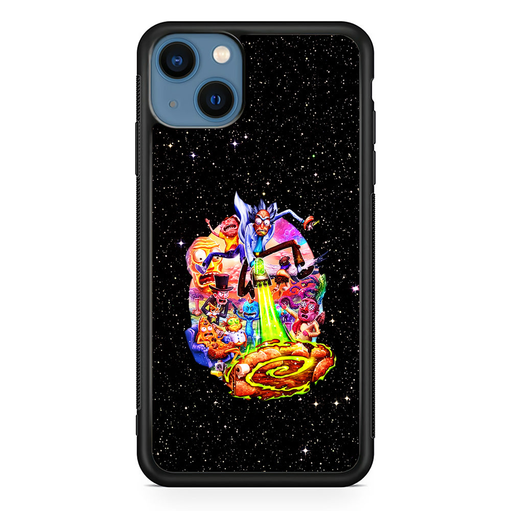 Rick and Morty Galaxy Starlight iPhone 13 Mini Case-Phone Case-Rubber Black (2D Case)-Altracase