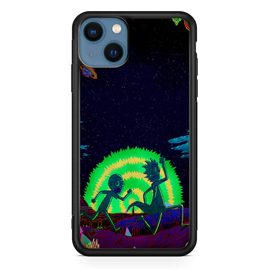 Rick and Morty Green Portal iPhone 14 Case-Phone Case-Rubber Black (2D Case)-Altracase