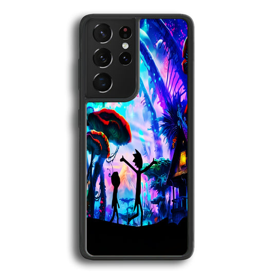 Rick and Morty Mushroom Forest Samsung Galaxy S21 Ultra Case-Phone Case-Rubber Black (2D Case)-Altracase