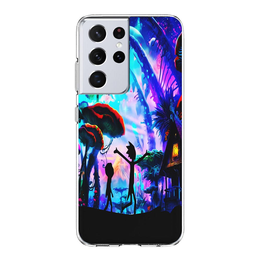 Rick and Morty Mushroom Forest Samsung Galaxy S21 Ultra Case-Phone Case-Clear Soft Case-Altracase