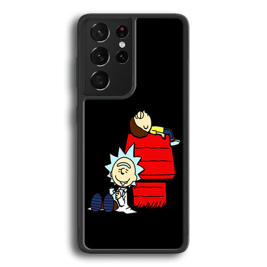 Rick and Morty Snoopy House Samsung Galaxy S21 Ultra Case-Phone Case-Rubber Black (2D Case)-Altracase