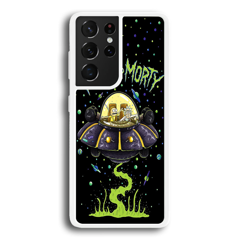 Rick and Morty Spacecraft Samsung Galaxy S21 Ultra Case-Phone Case-Rubber White (2D Case)-Altracase