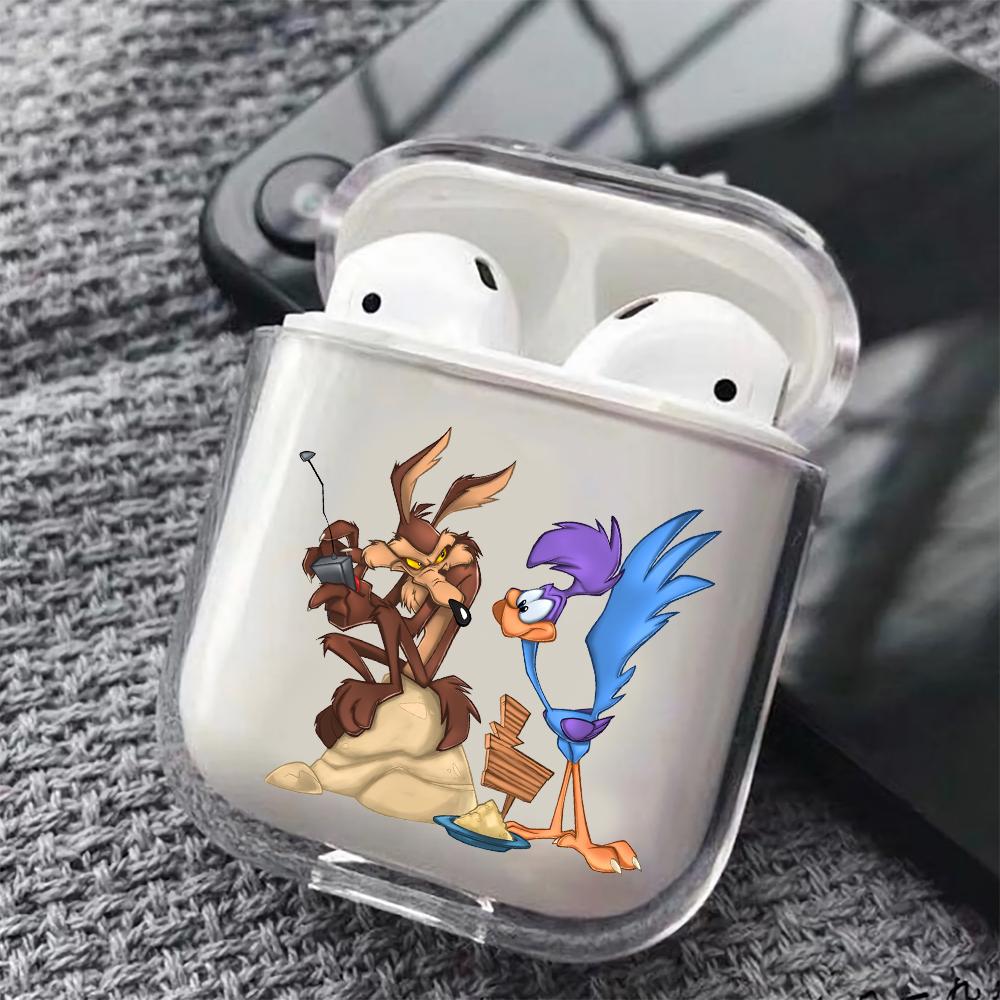 Road Runner and Wile E Coyote Hard Plastic Protective Clear Case Cover For Apple Airpods-AirPod Case-Altracase