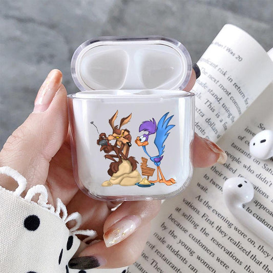 Road Runner and Wile E Coyote Hard Plastic Protective Clear Case Cover For Apple Airpods-AirPod Case-Altracase
