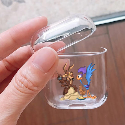 Road Runner and Wile E Coyote Hard Plastic Protective Clear Case Cover For Apple Airpods-AirPod Case-Altracase