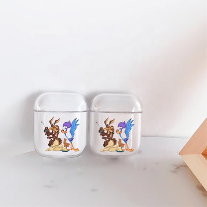 Road Runner and Wile E Coyote Hard Plastic Protective Clear Case Cover For Apple Airpods-AirPod Case-Altracase