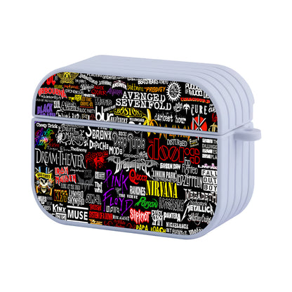 Rock Bands Logo Collage Hard Plastic Case Cover For Apple Airpods Pro