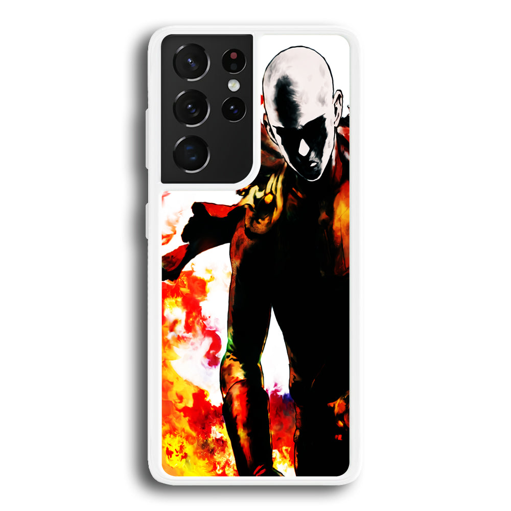 Saitama Strongest Man Samsung Galaxy S21 Ultra Case-Phone Case-Rubber White (2D Case)-Altracase