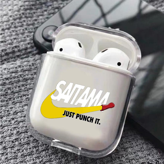 Saitama Just Punch It Hard Plastic Protective Clear Case Cover For Apple Airpods-AirPod Case-Altracase