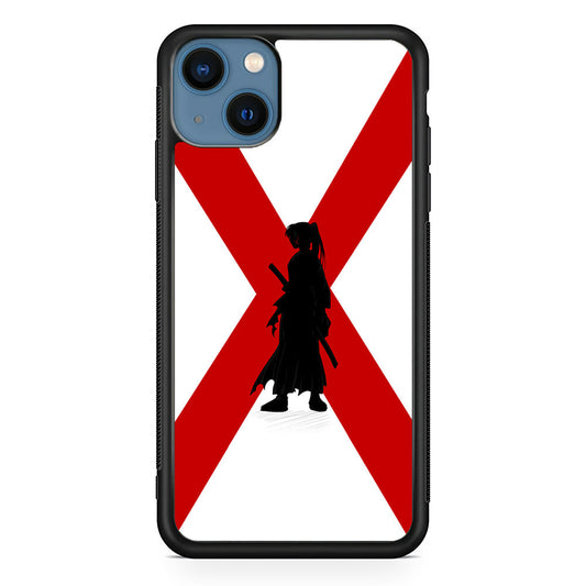 Samurai X Kenshin Silhouette iPhone 14 Case-Phone Case-Rubber Black (2D Case)-Altracase
