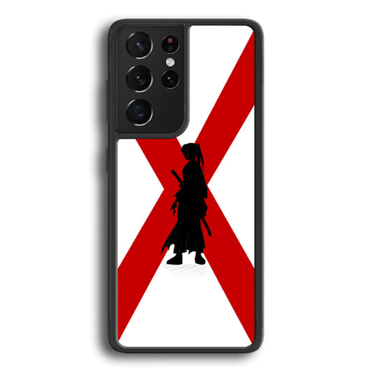 Samurai X Kenshin Silhouette Samsung Galaxy S21 Ultra Case-Phone Case-Rubber Black (2D Case)-Altracase