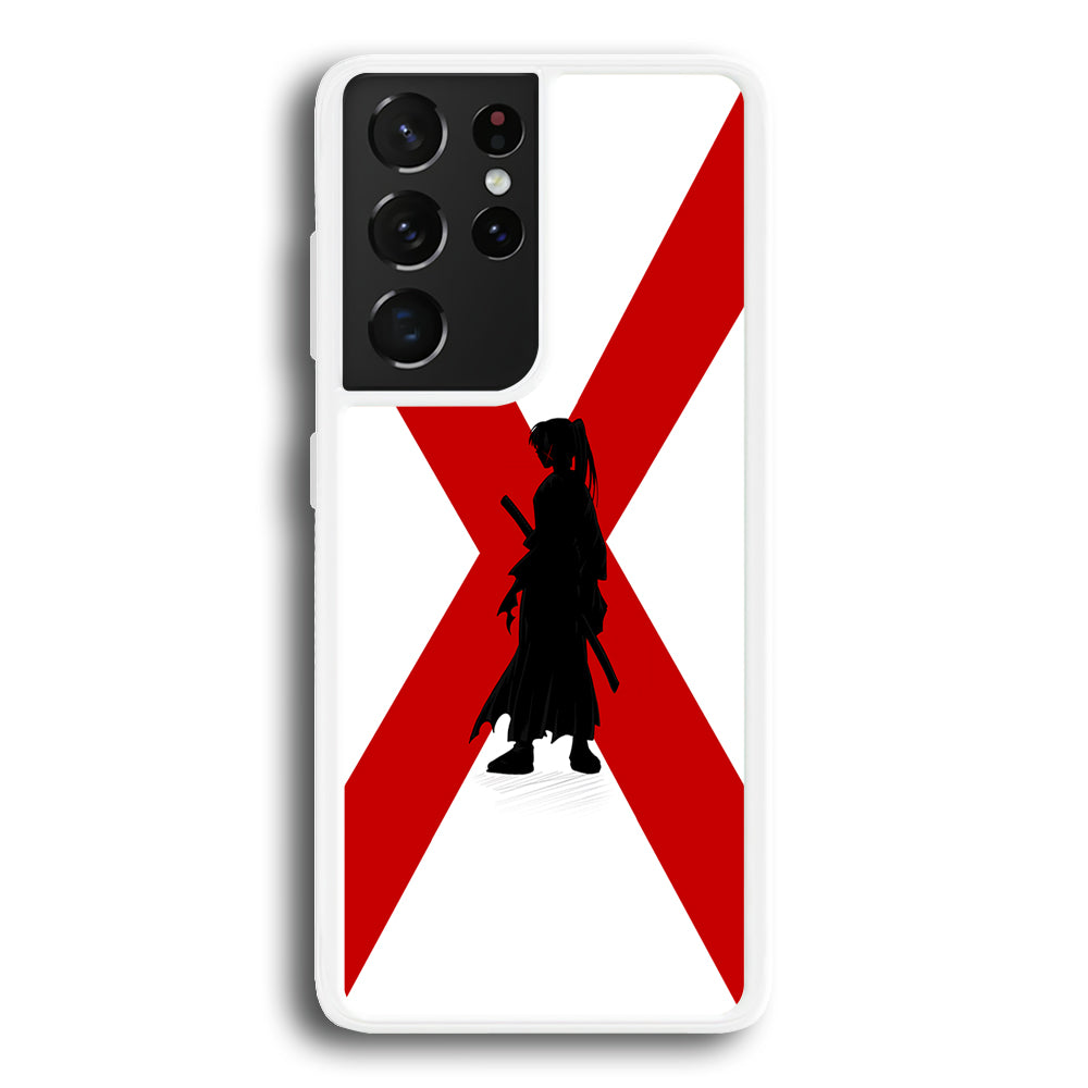 Samurai X Kenshin Silhouette Samsung Galaxy S21 Ultra Case-Phone Case-Rubber White (2D Case)-Altracase