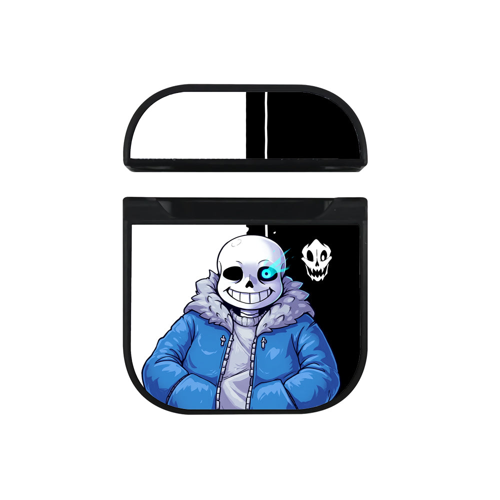 Sans From Undertale In A Blue Jacket Apple AirPods Case-AirPod Case-Black-Altracase