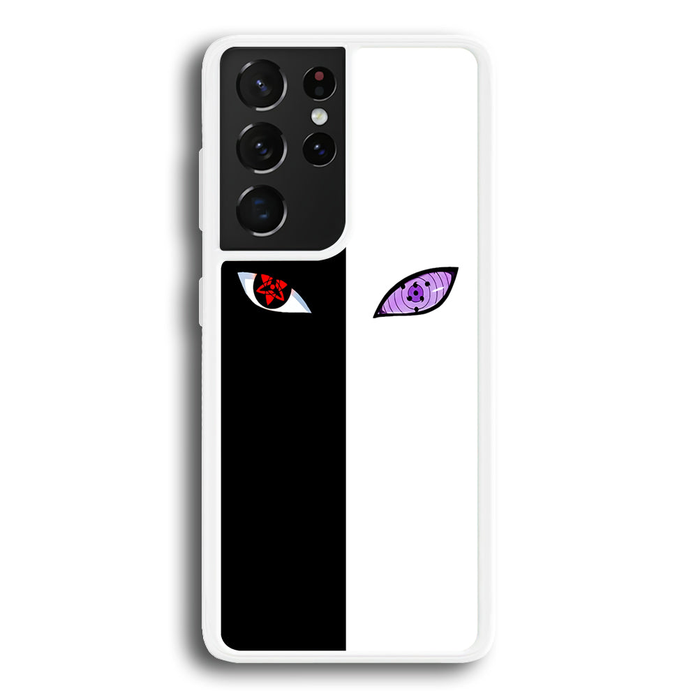 Sharingan Rinnegan Black White Samsung Galaxy S21 Ultra Case-Phone Case-Rubber White (2D Case)-Altracase