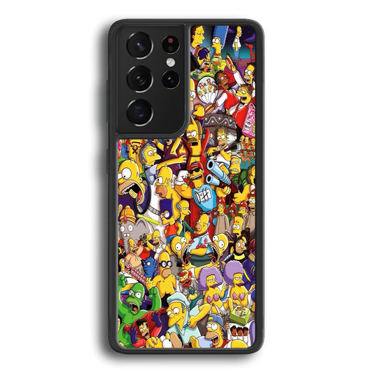 Simpson All Character Samsung Galaxy S21 Ultra Case-Phone Case-Rubber Black (2D Case)-Altracase