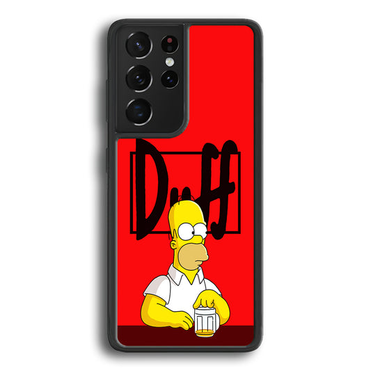 Simpson Homer Duff Red Samsung Galaxy S21 Ultra Case-Phone Case-Rubber Black (2D Case)-Altracase