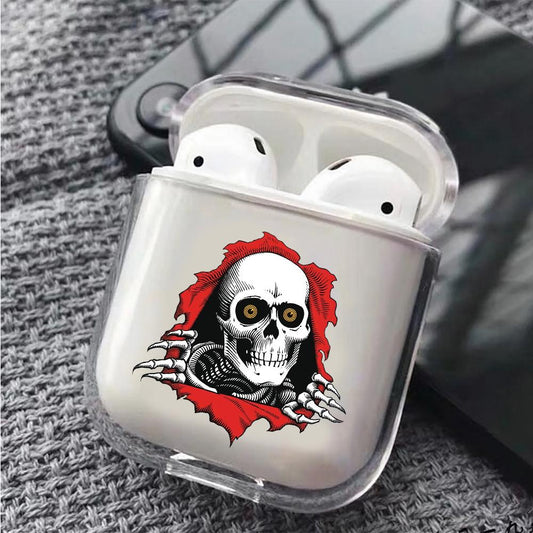 Skull in The Wall Hard Plastic Protective Clear Case Cover For Apple Airpods-AirPod Case-Altracase