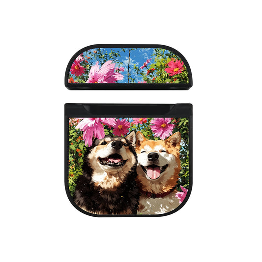 Smiling Dogs in Flower Garden Apple AirPods Case - Altracase