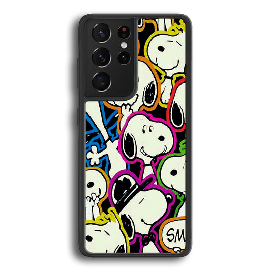 Snoopy Doodle Samsung Galaxy S21 Ultra Case-Phone Case-Rubber Black (2D Case)-Altracase