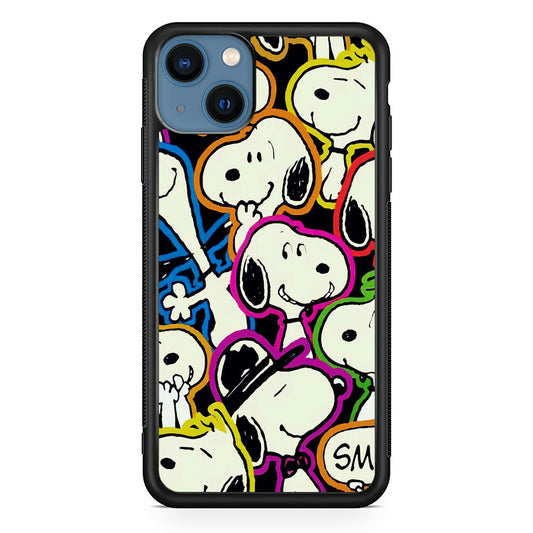 Snoopy Doodle iPhone 14 Case-Phone Case-Rubber Black (2D Case)-Altracase