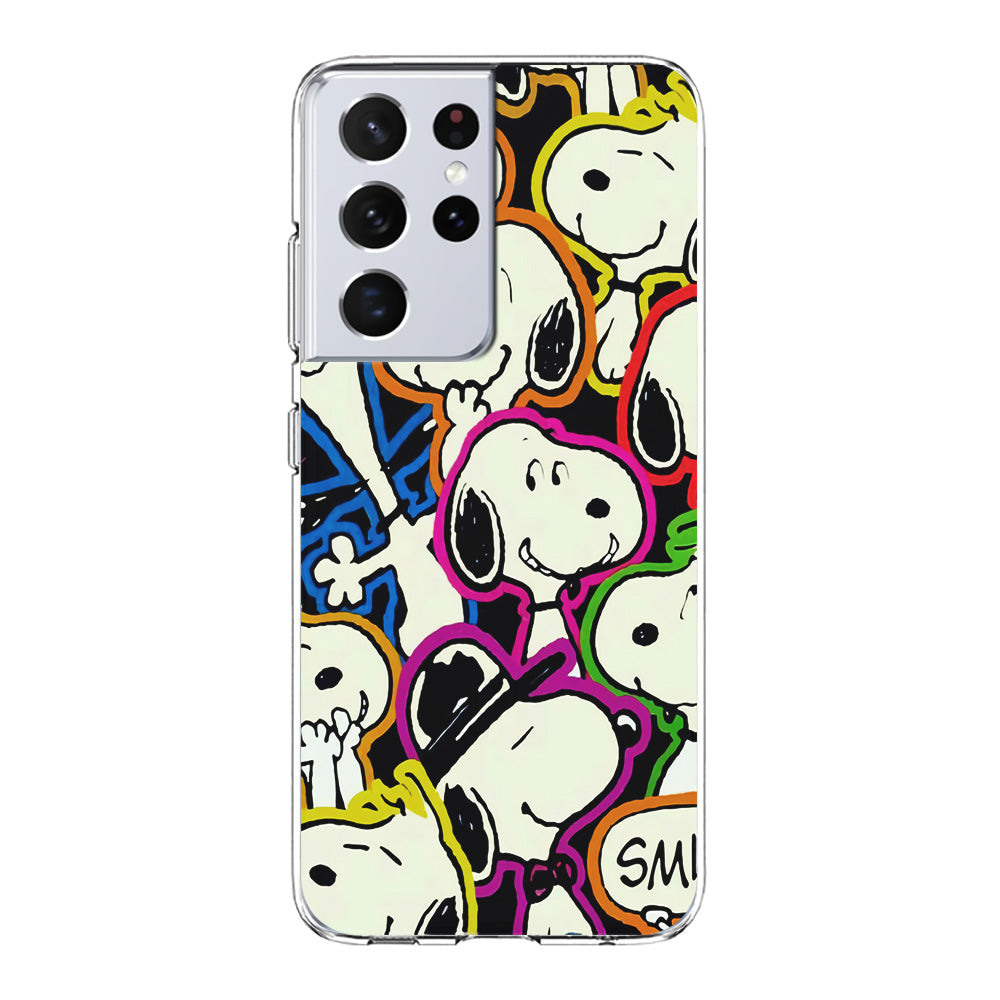 Snoopy Doodle Samsung Galaxy S21 Ultra Case-Phone Case-Clear Soft Case-Altracase