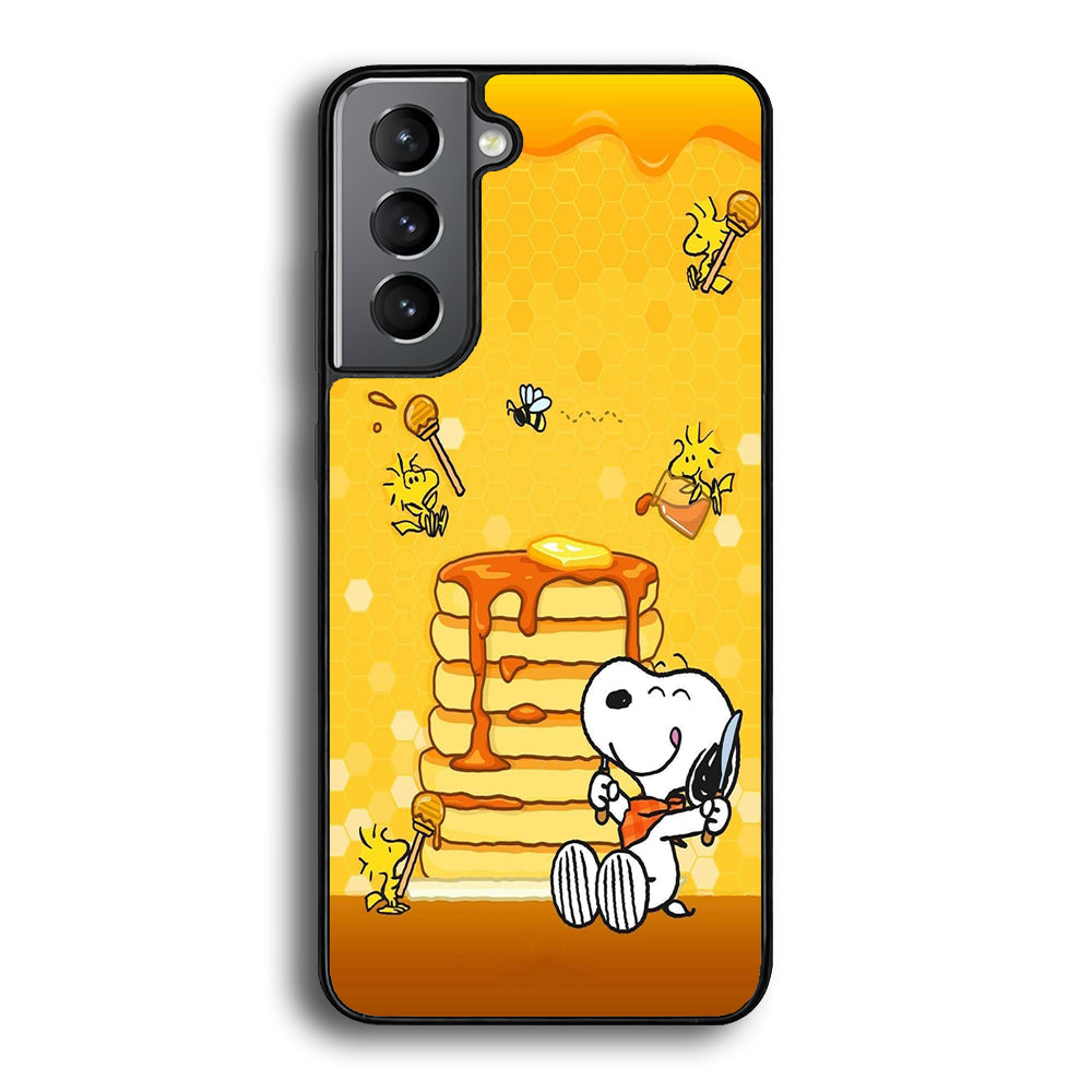 Snoopy Eats Honey Samsung Galaxy S22 Case-Phone Case-Rubber Black (2D Case)-Altracase