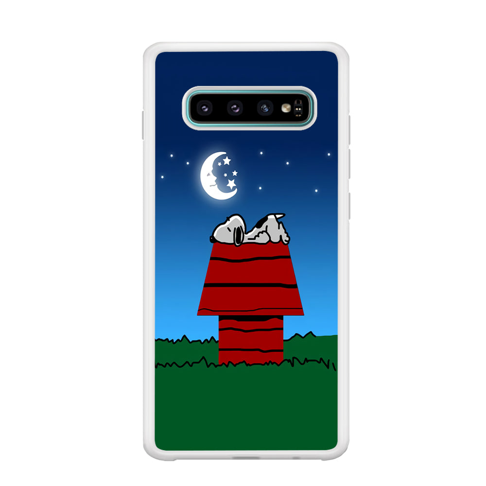 Snoopy Sleeps at Night Samsung Galaxy S10 Plus Case