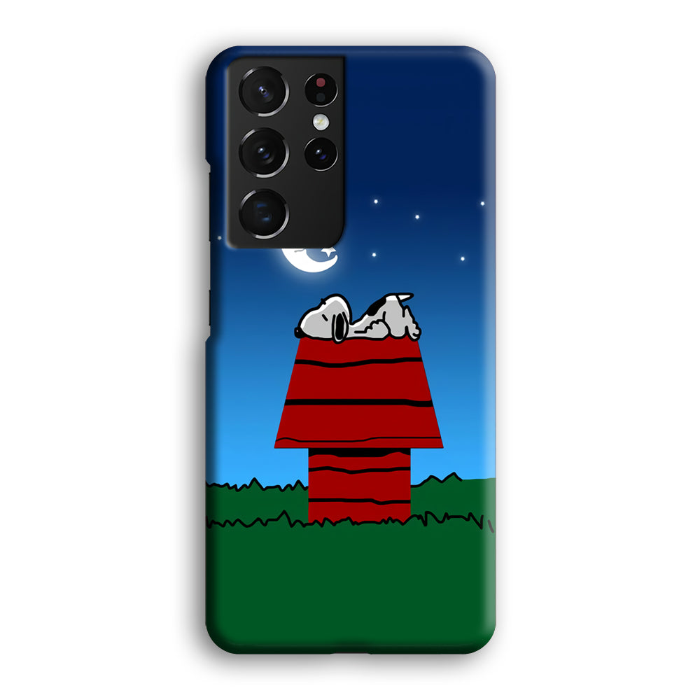 Snoopy Sleeps at Night Samsung Galaxy S24 Ultra Case