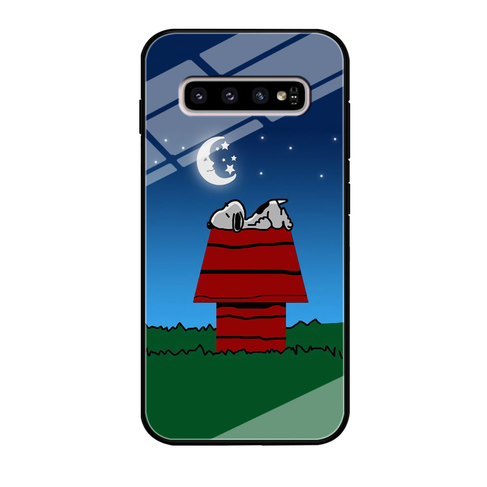 Snoopy Sleeps at Night Samsung Galaxy S10 Plus Case