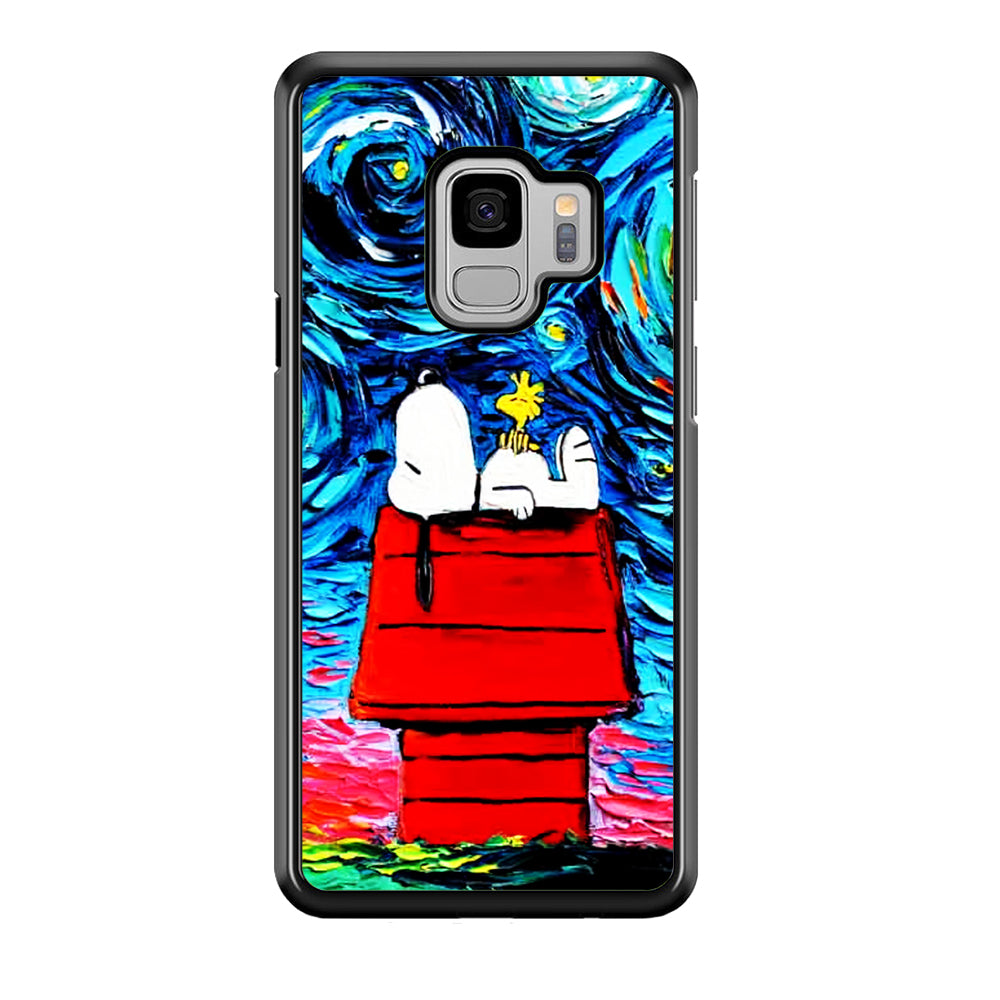 Snoopy Under Starry Night Samsung Galaxy S9 Case