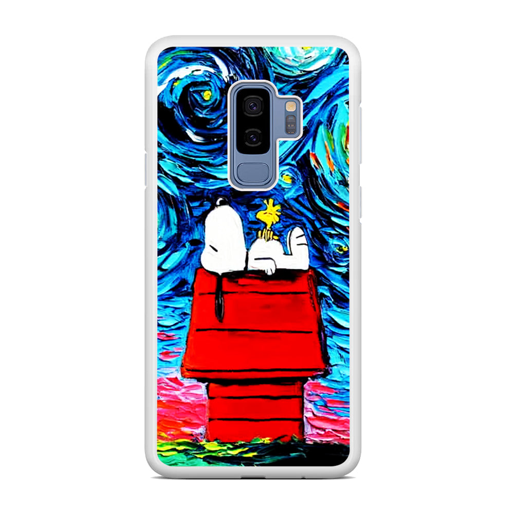 Snoopy Under Starry Night Samsung Galaxy S9 Plus Case