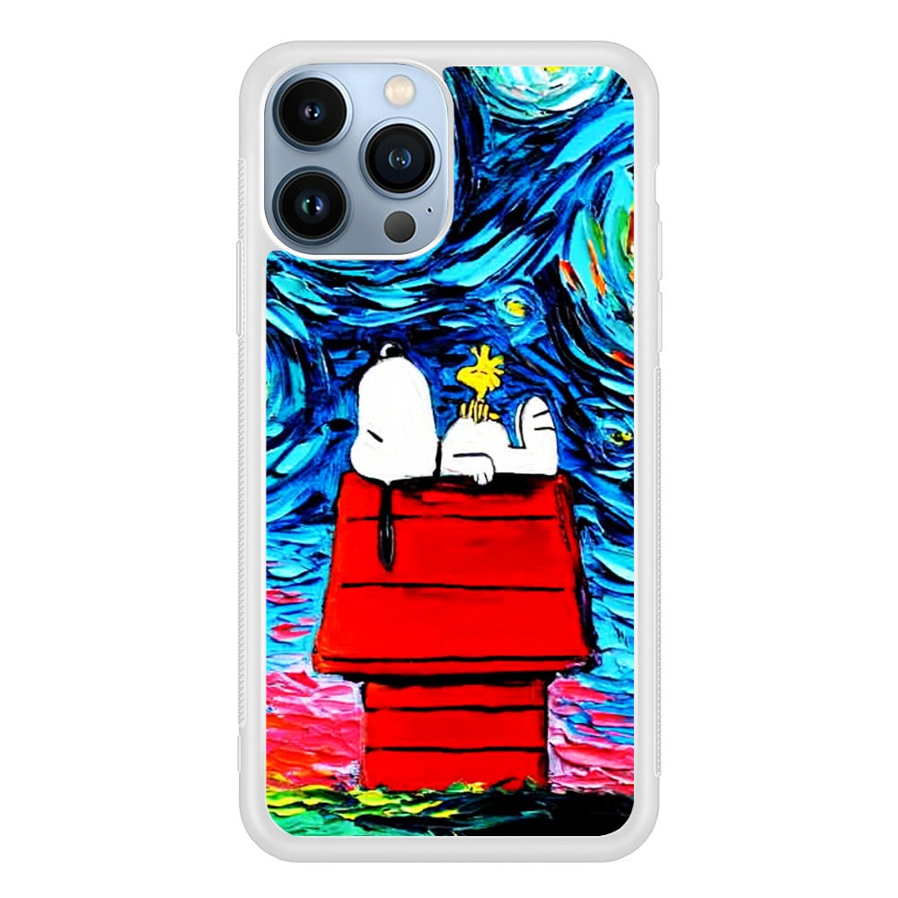 Snoopy Under Starry Night iPhone 14 Pro Case