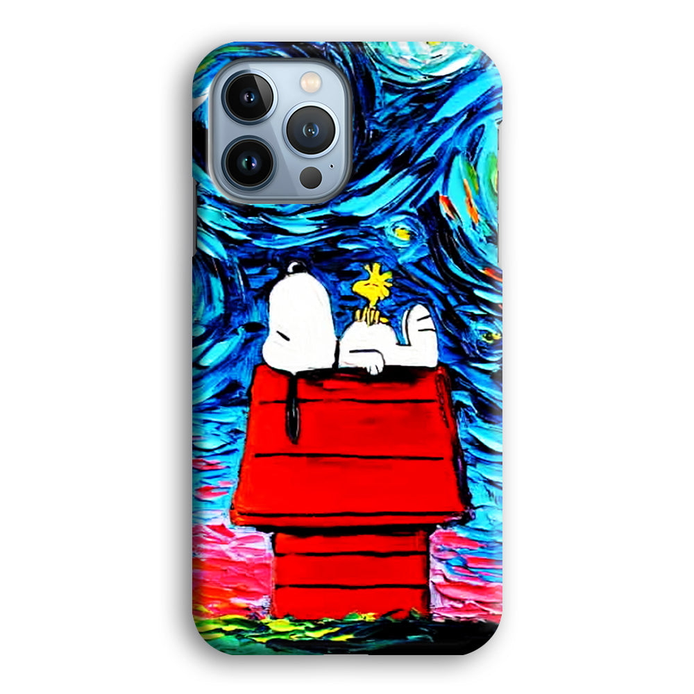 Snoopy Under Starry Night iPhone 14 Pro Case