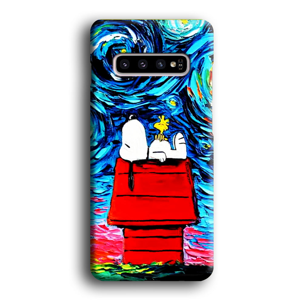 Snoopy Under Starry Night Samsung Galaxy S10 Case