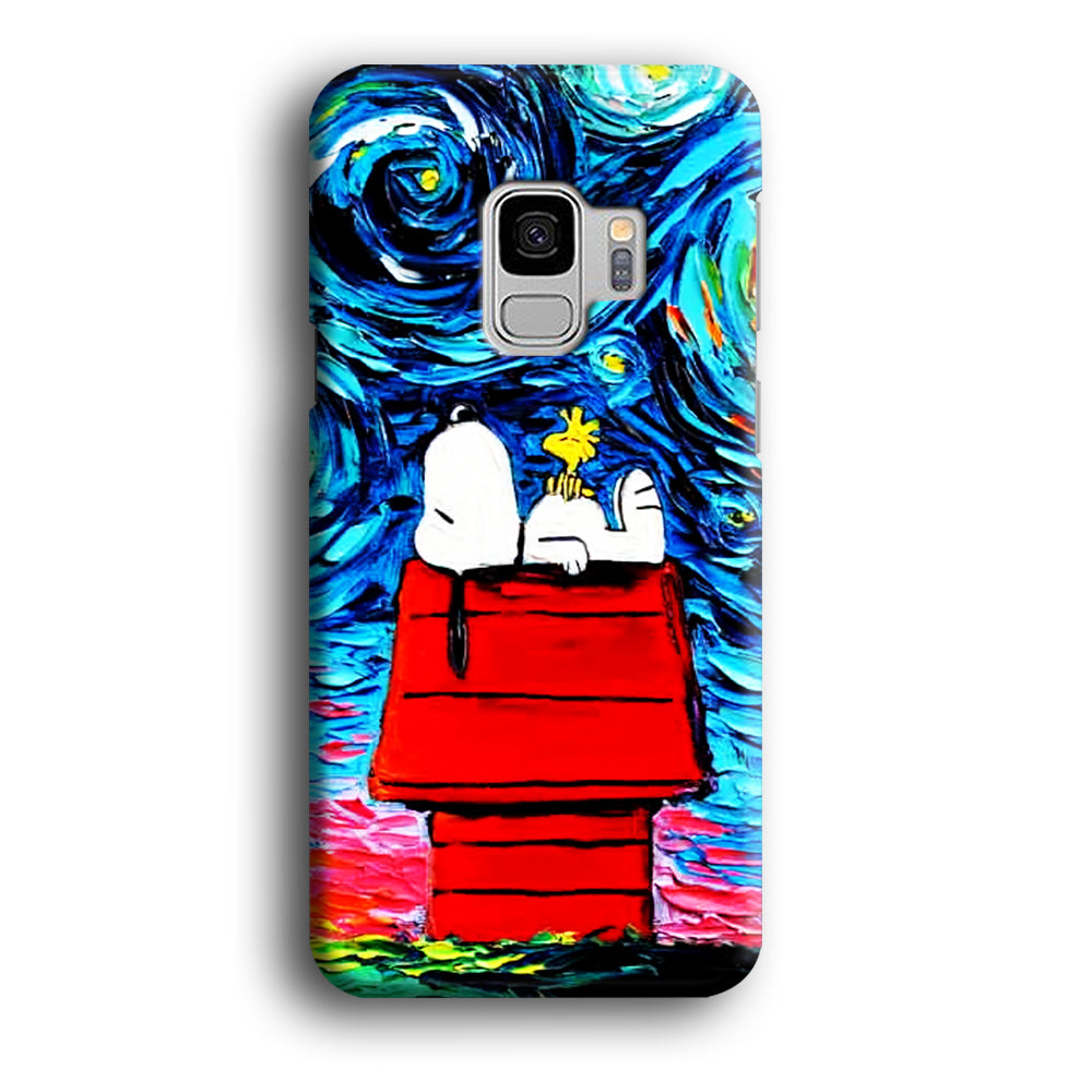 Snoopy Under Starry Night Samsung Galaxy S9 Case