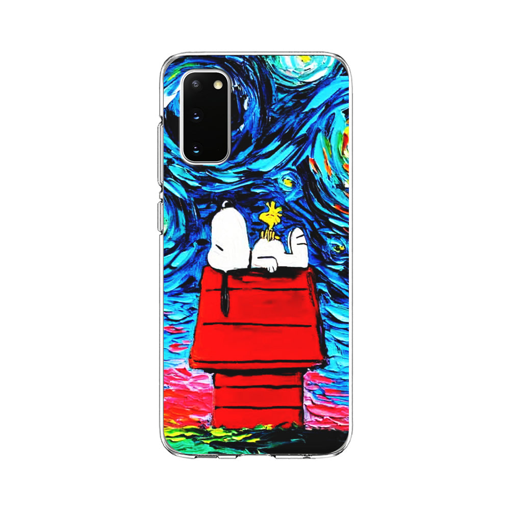 Snoopy Under Starry Night Samsung Galaxy S20 Case