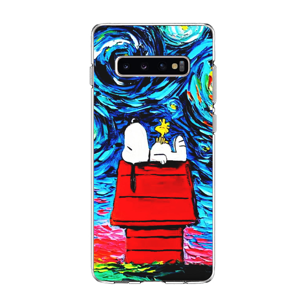 Snoopy Under Starry Night Samsung Galaxy S10 Case