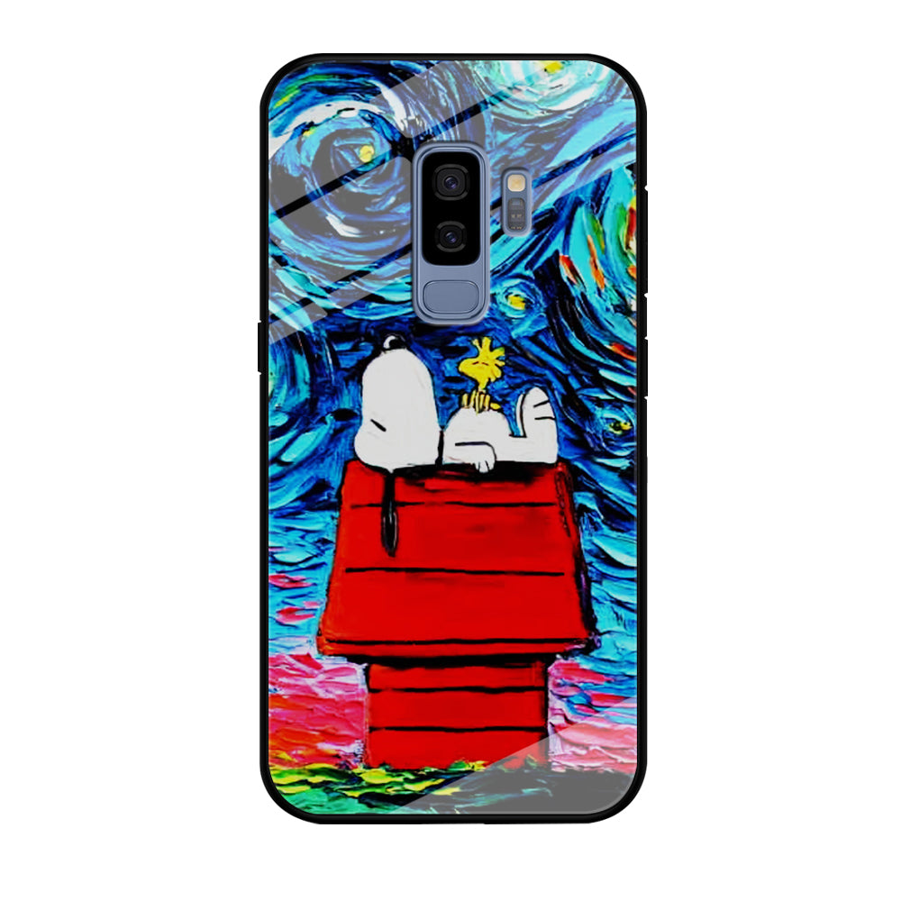 Snoopy Under Starry Night Samsung Galaxy S9 Plus Case