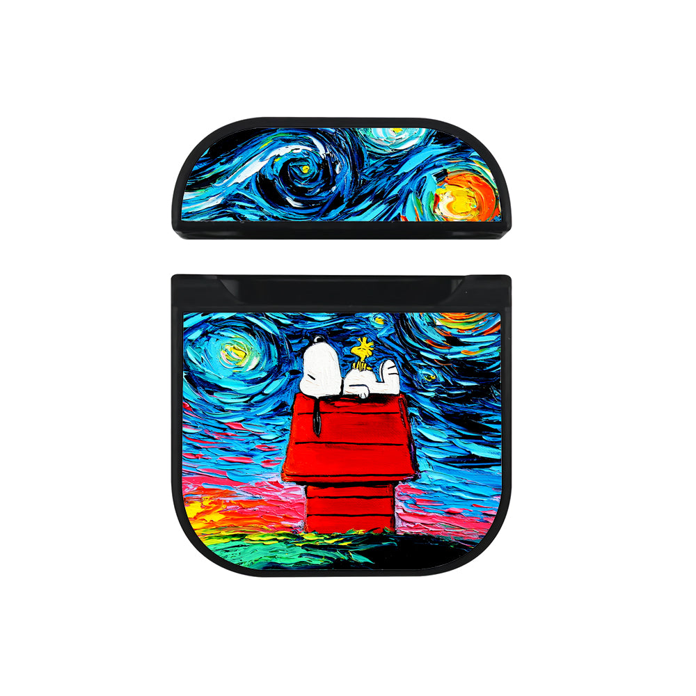 Snoopy Woodstock Starry Night Apple AirPods Case-AirPod Case-Black-Altracase