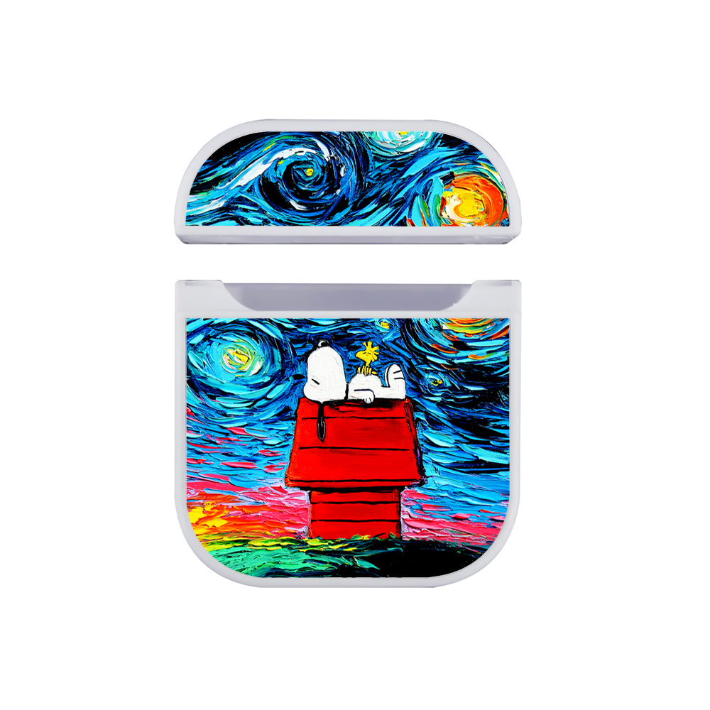 Snoopy Woodstock Starry Night Apple AirPods Case-AirPod Case-White-Altracase