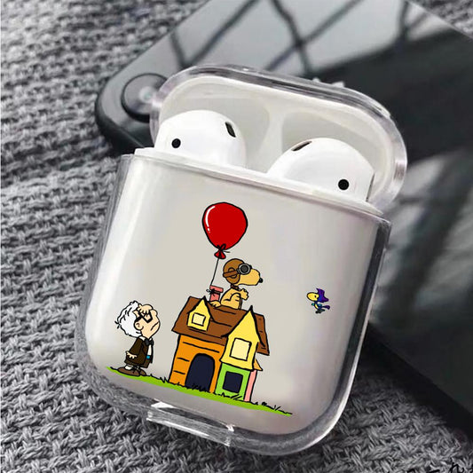 Snoopy X Up Hard Plastic Protective Clear Case Cover For Apple Airpods-AirPod Case-Altracase