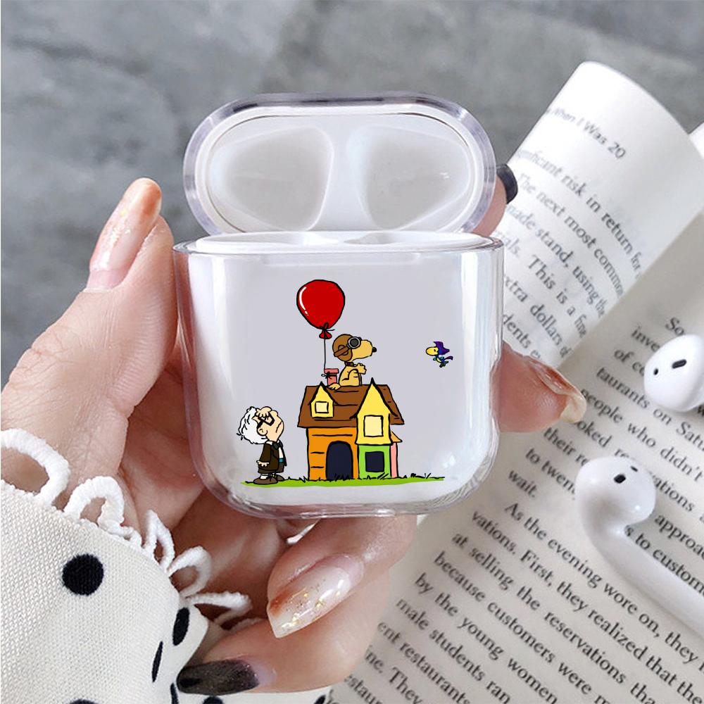 Snoopy X Up Hard Plastic Protective Clear Case Cover For Apple Airpods-AirPod Case-Altracase