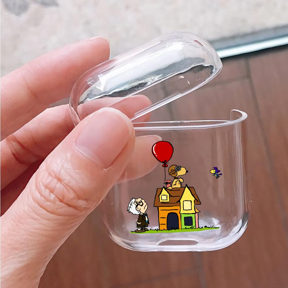 Snoopy X Up Hard Plastic Protective Clear Case Cover For Apple Airpods-AirPod Case-Altracase