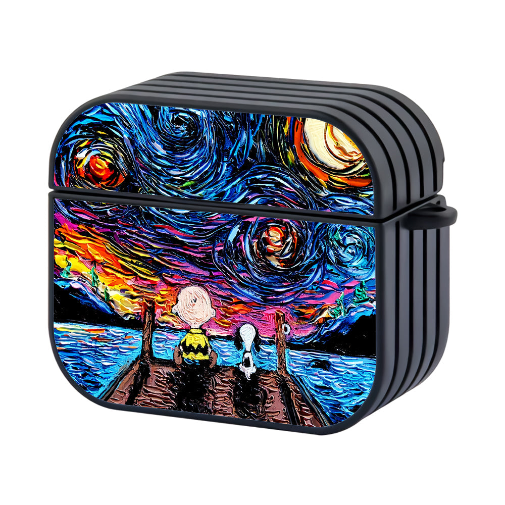 Snoopy and Charlie Starry Night Hard Plastic Case Cover For Apple AirPods 4 - AirPod Case - Altracase