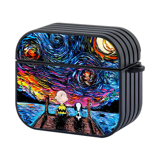 Snoopy and Charlie Starry Night Hard Plastic Case Cover For Apple AirPods 4 - AirPod Case - Altracase