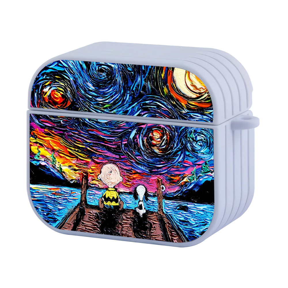 Snoopy and Charlie Starry Night Hard Plastic Case Cover For Apple Airpods 3