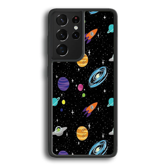 Space Pattern 003 Samsung Galaxy S21 Ultra Case-Phone Case-Rubber Black (2D Case)-Altracase