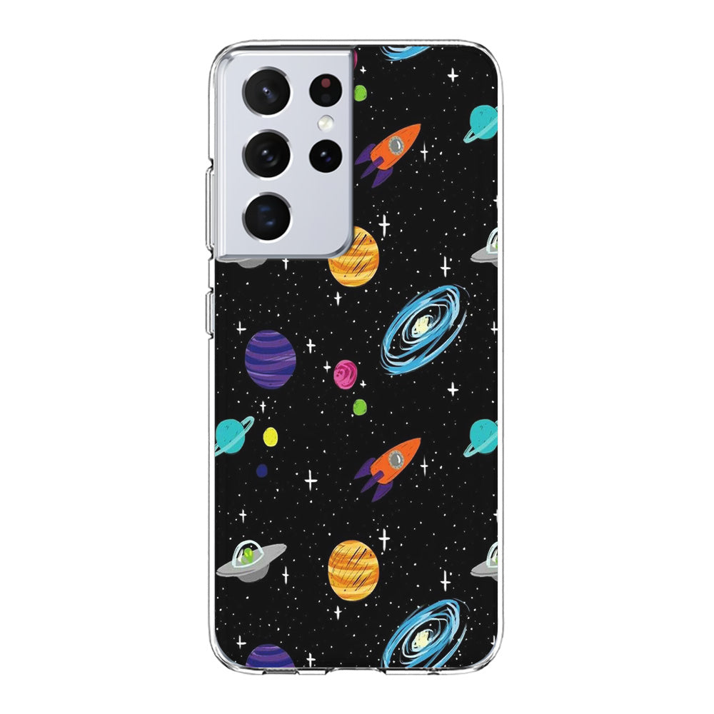 Space Pattern 003 Samsung Galaxy S21 Ultra Case-Phone Case-Clear Soft Case-Altracase